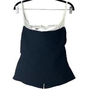 Princess Polly Black Renaissance Corset with White Lace, Top Size 10